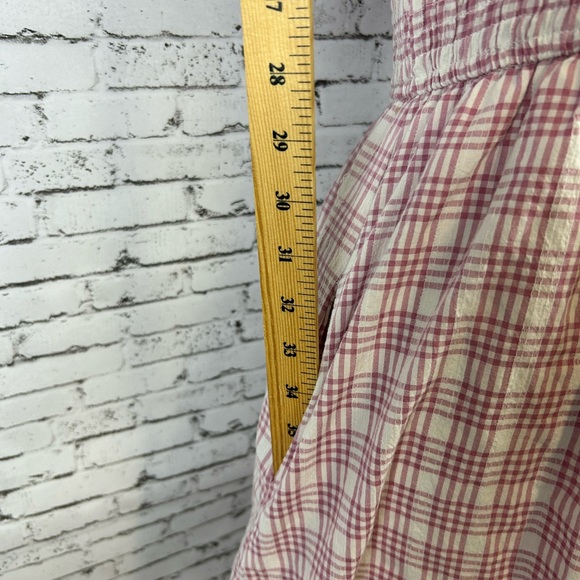 Lena | adorable pink plaid square neck line short sleeve midi dress size S - Picture 9 of 12